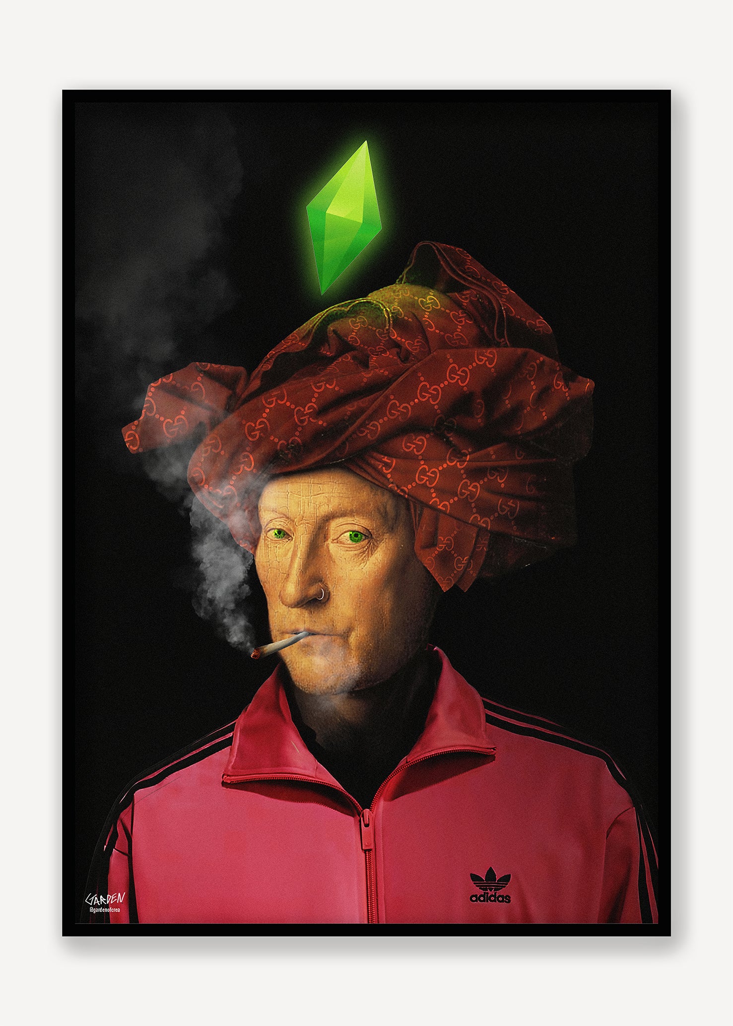 “Turban Rouge” – Portrait néo-renaissance futuriste | Collection Temporal Shift